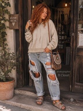Zenana acid washed ash mocha new in poly large